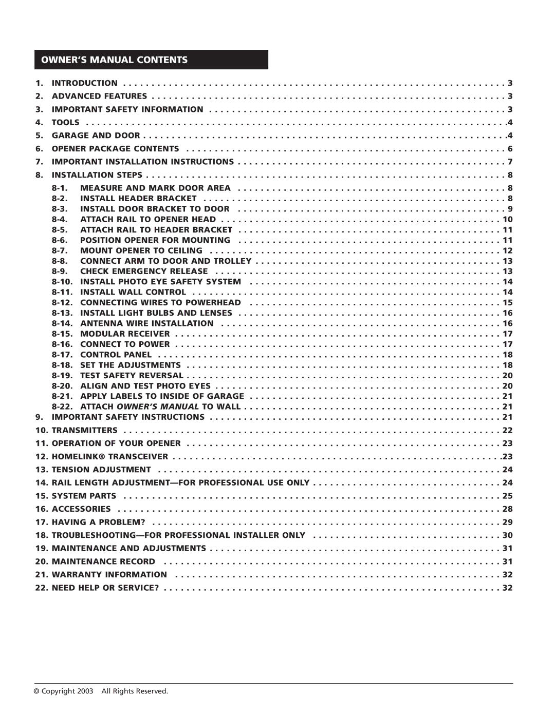 Genie M-4500, M-4700 owner manual Tools 