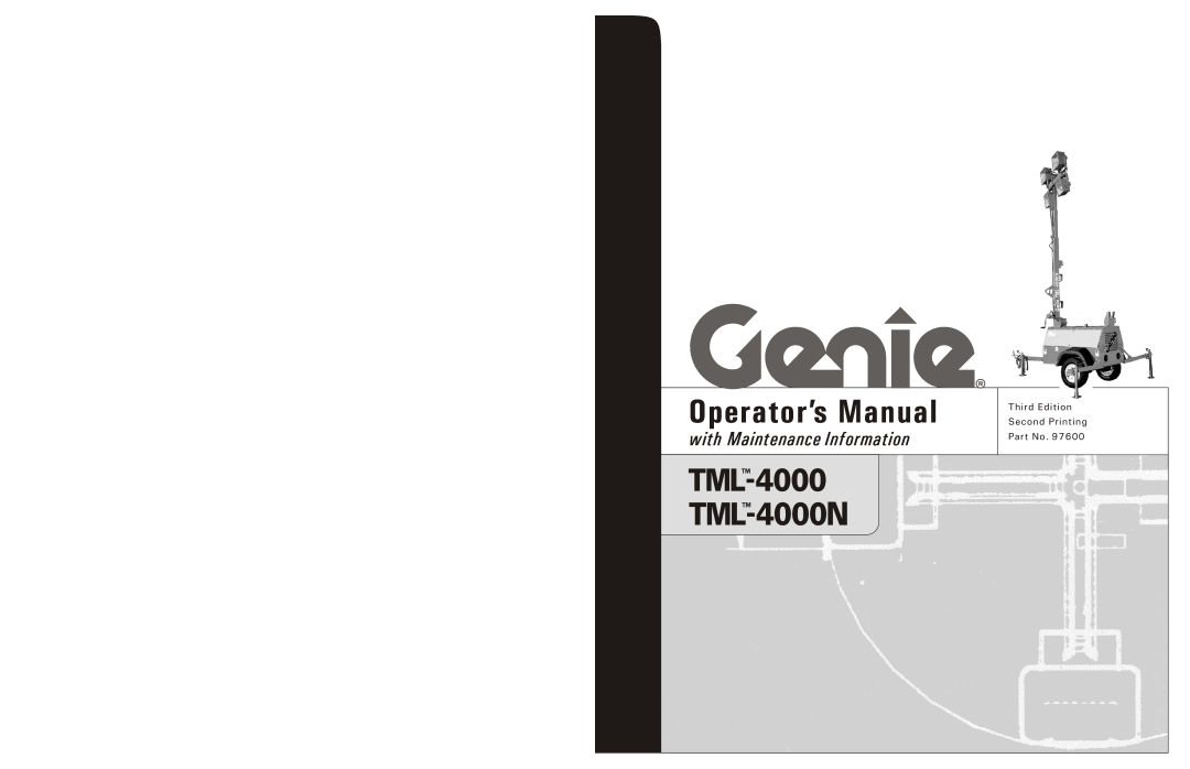 Genie TML-4000N manual Operator’s Manual, with Maintenance Information 