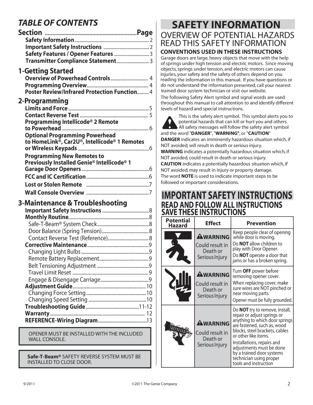 Genie 1200, TRUE, GPOWER 900, POWERLIFT 900, 1500 manual Safety Information 