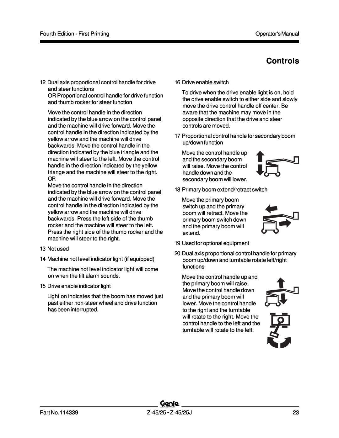 Genie Z-45, Z-25J manual Controls, Fourth Edition · First Printing 
