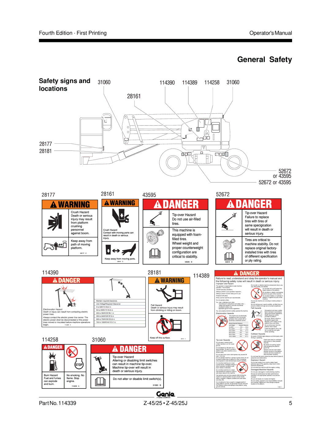 Genie Z-45, Z-25J manual General Safety 