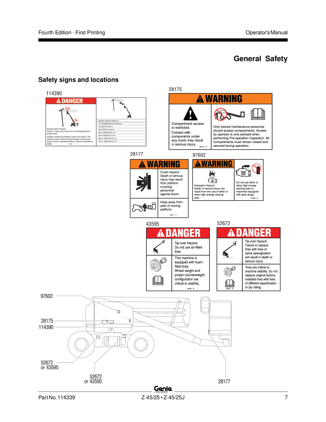 Genie Z-45, Z-25J manual General Safety 