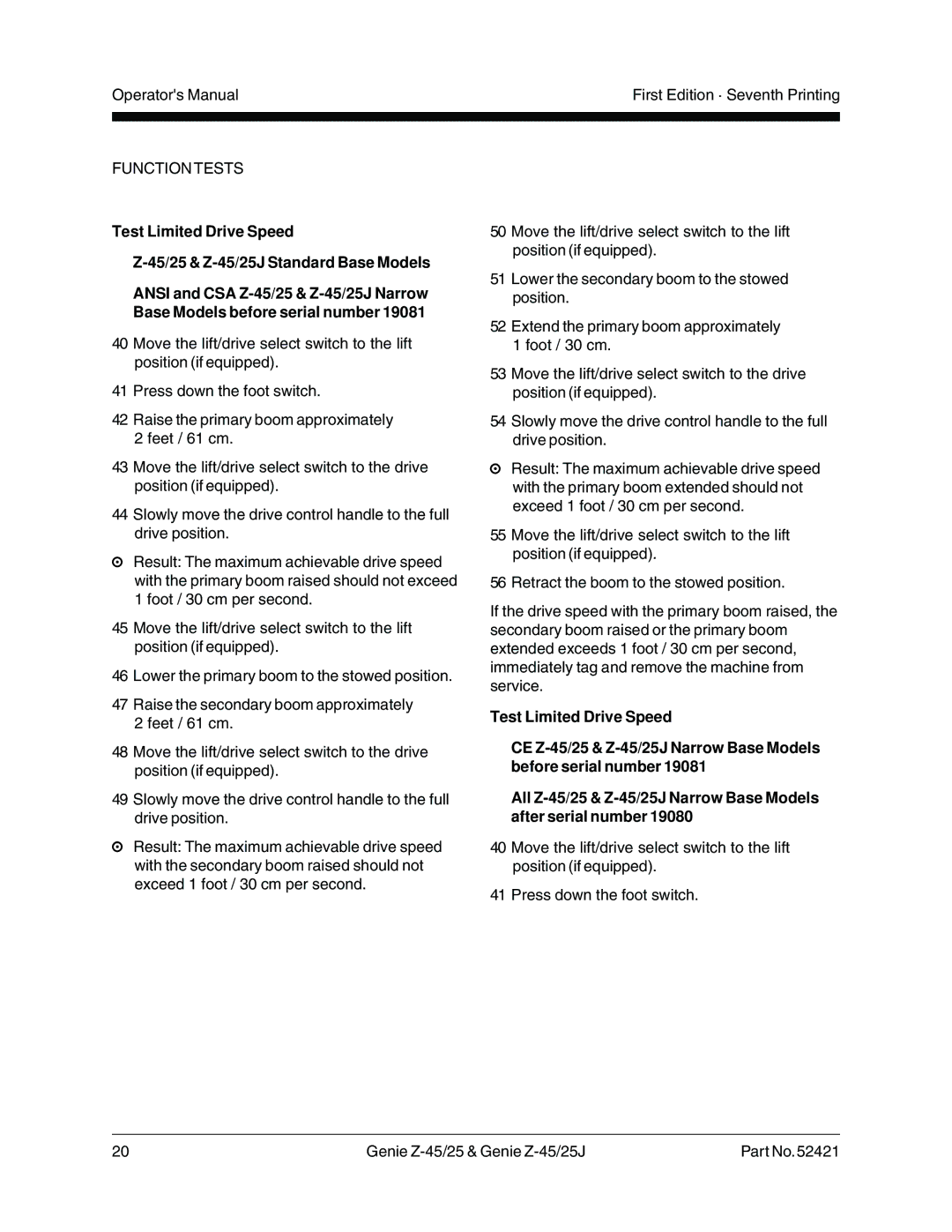 Genie Z-45/25J manual Function Tests 