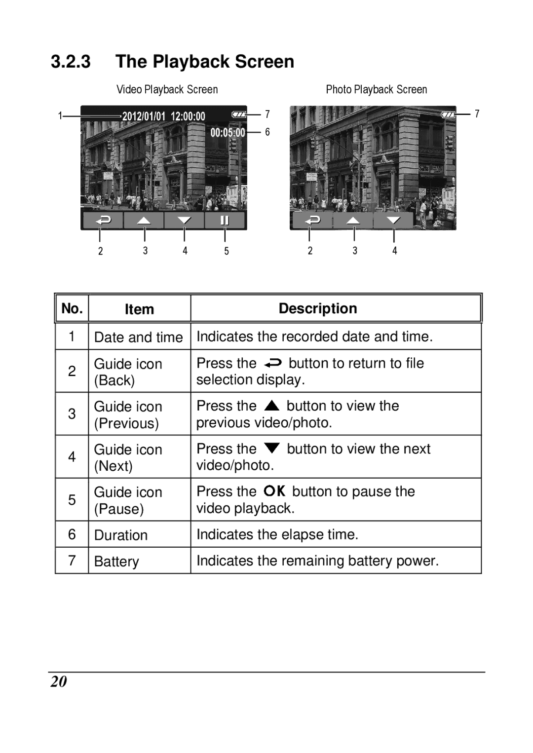 Genius 32300018102 manual Playback Screen 