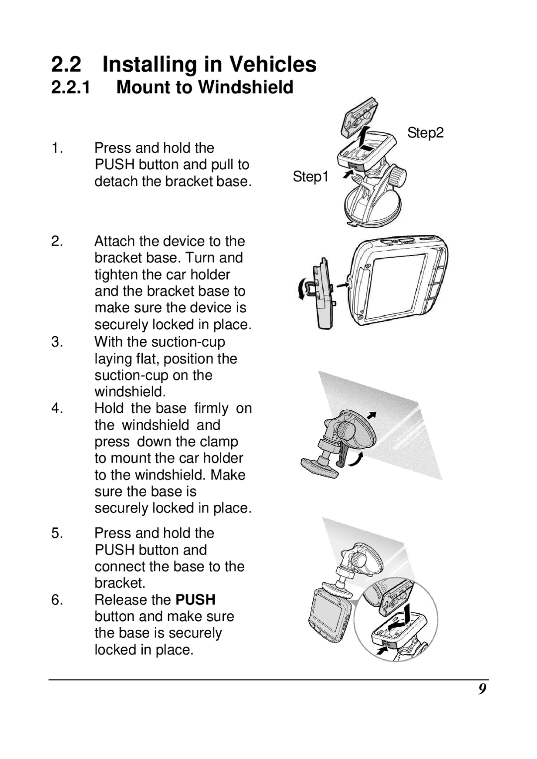 Genius 32300018102 manual Installing in Vehicles, Mount to Windshield 