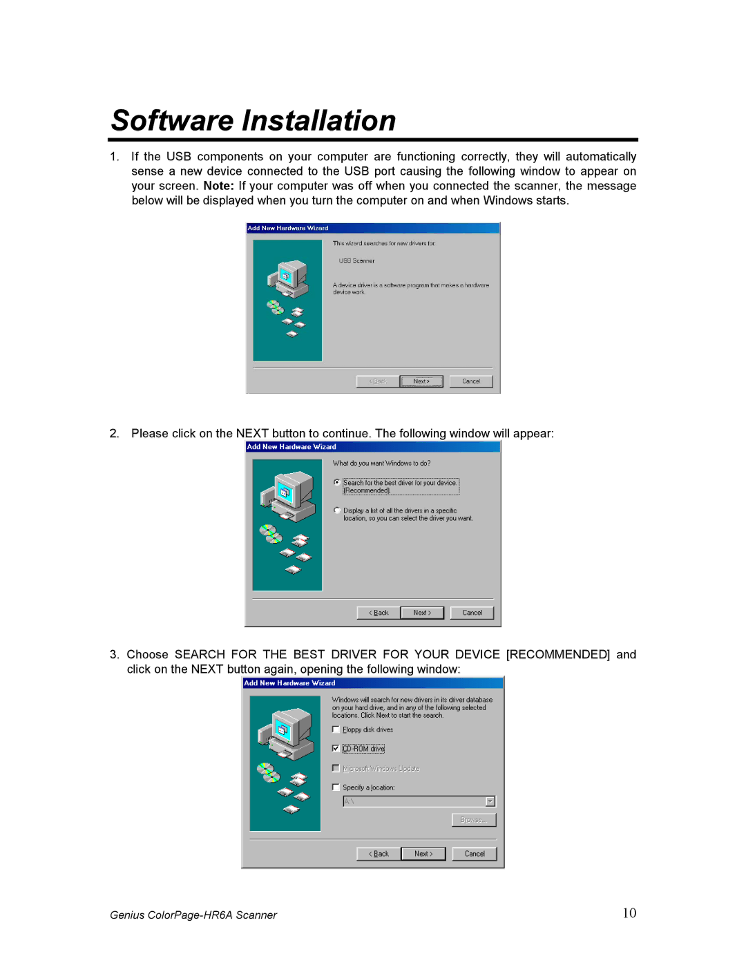 Genius HR6A manual Software Installation 