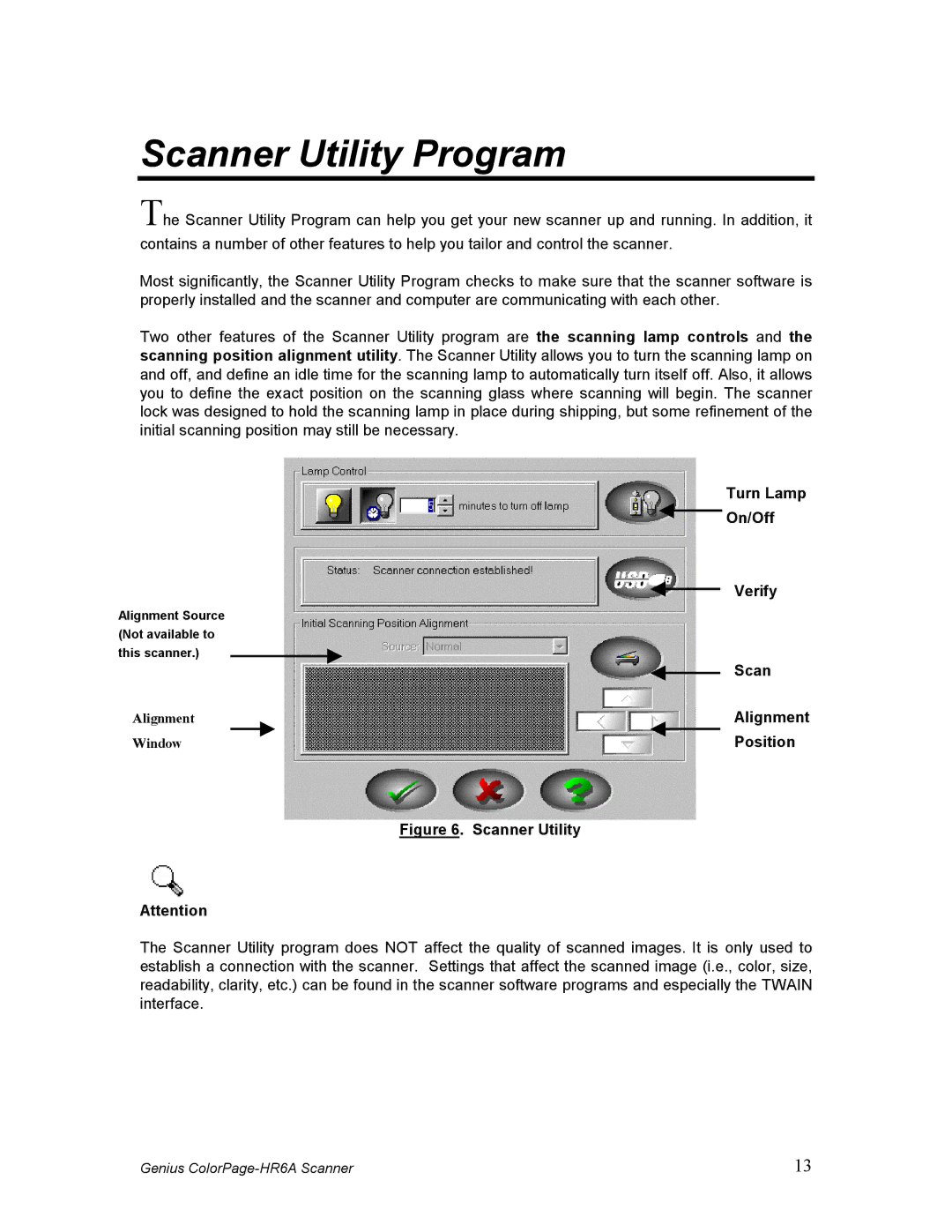 Genius HR6A manual Scanner Utility Program 