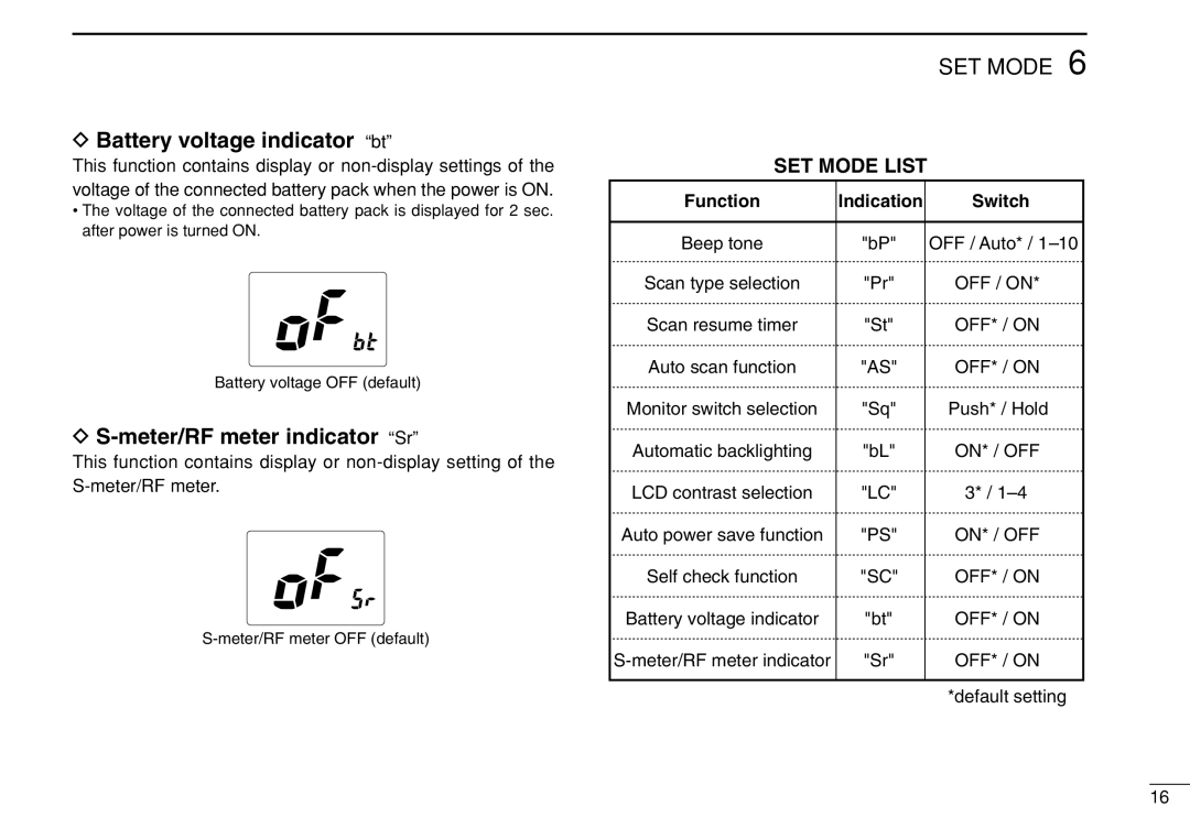 Genius IC-M21 instruction manual Battery voltage indicator bt, Meter/RF meter indicator Sr, Function Indication Switch 