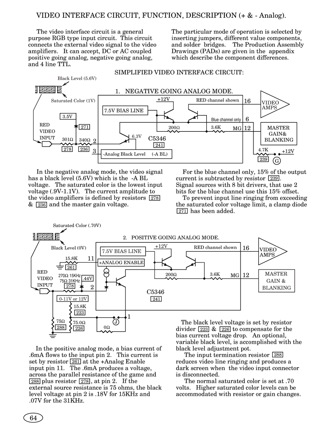 Genius ISO XFR-75W, 2093, 1493, 2793, 3693, 1793, 1993, ISO XFR-100W Video Interface CIRCUIT, FUNCTION, Description + & Analog 