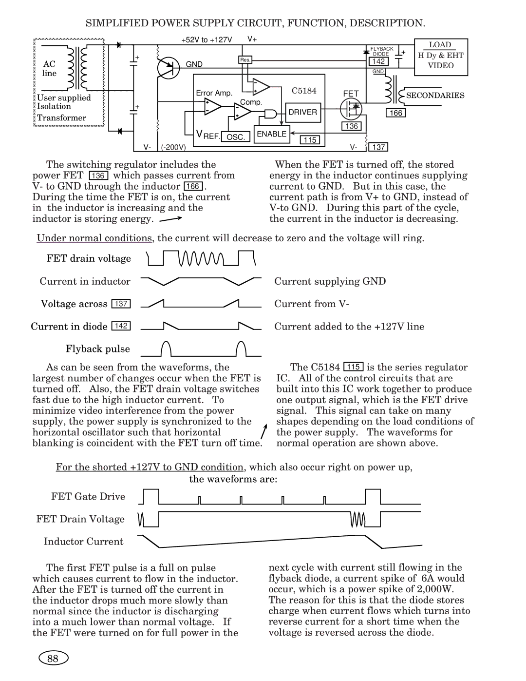 Genius ISO XFR-75W, 2093, 1493, 2793, 3693, 1793, 1993, ISO XFR-100W manual Simplified Power Supply CIRCUIT, FUNCTION, Description 