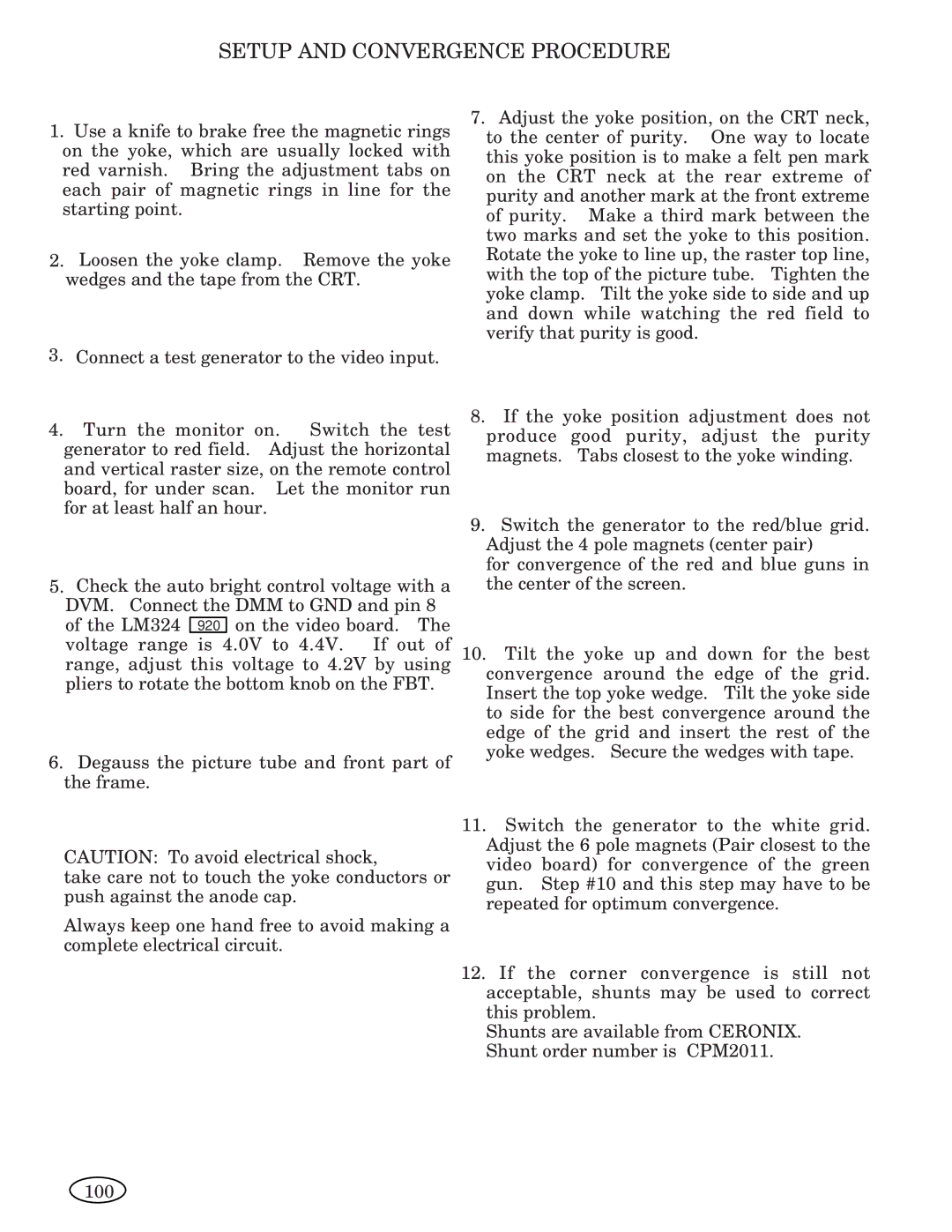 Genius 3693, ISO XFR-75W, 2093, 1493, 2793, 1793, 1993, ISO XFR-100W manual Setup and Convergence Procedure 