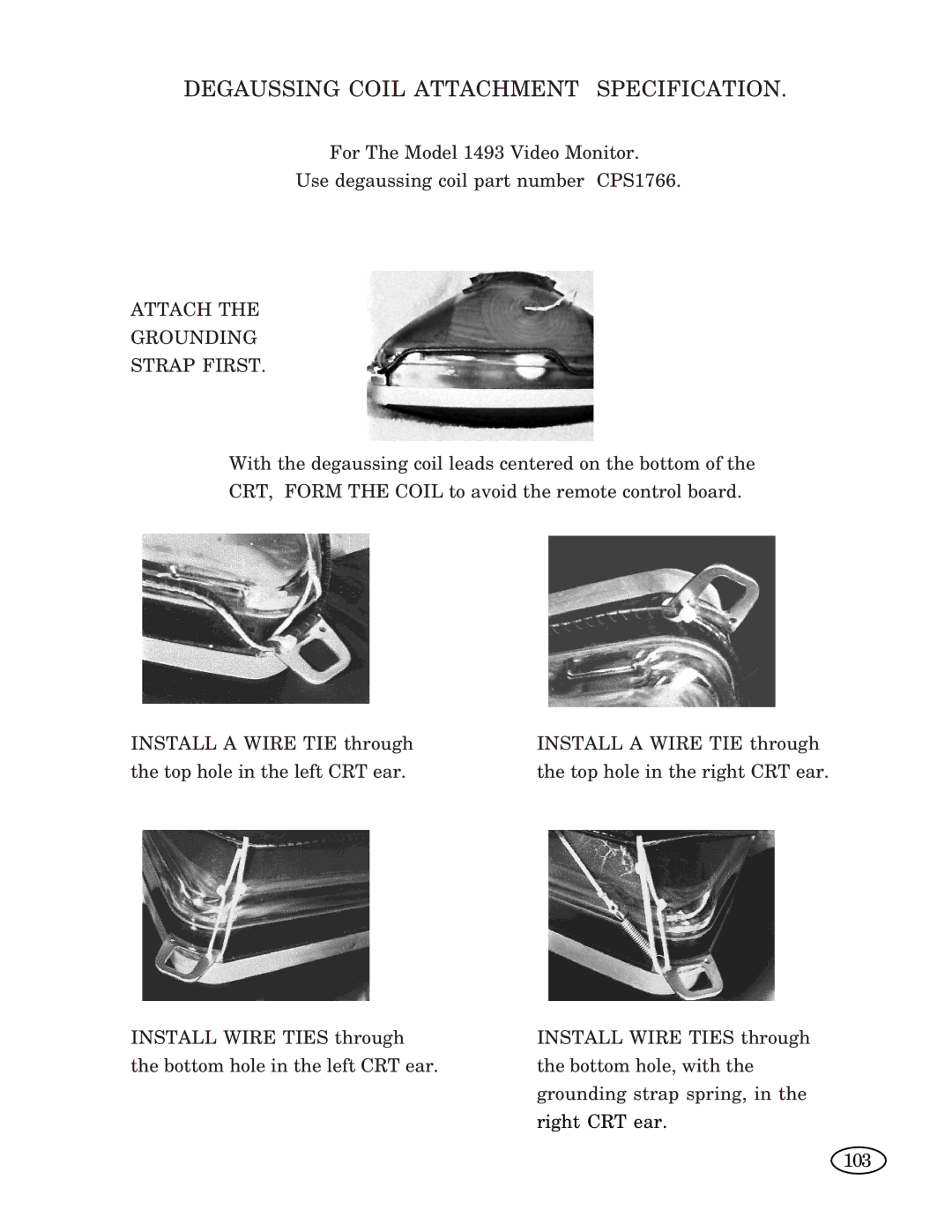 Genius ISO XFR-100W, ISO XFR-75W, 2093, 1493, 2793, 3693, 1793, 1993 manual Degaussing Coil Attachment Specification 