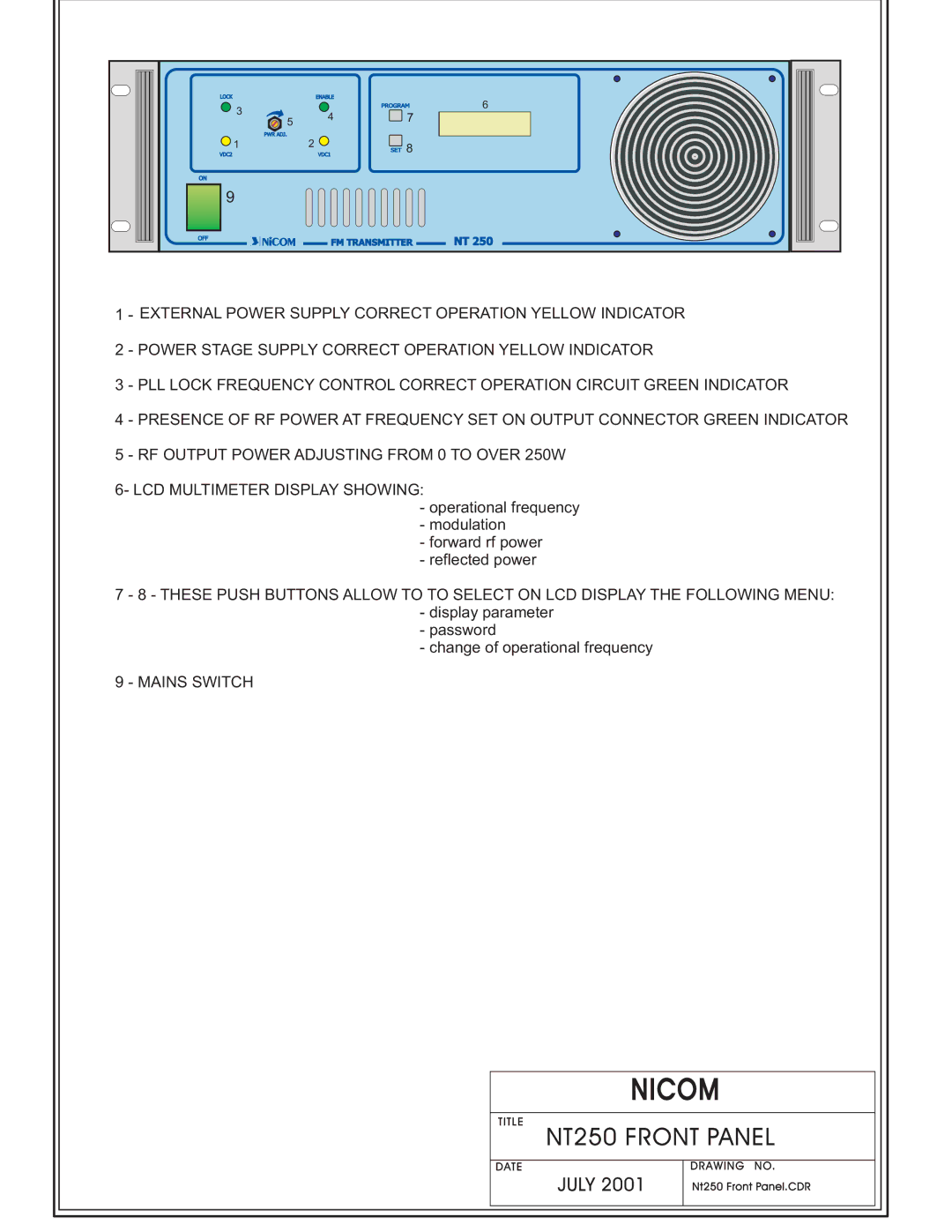 Genius NT 250 specifications Nicom 