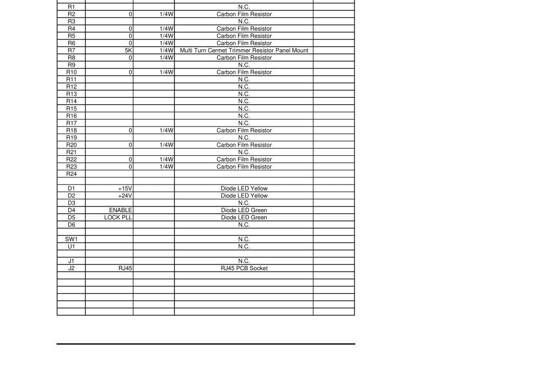 Genius NT 250 specifications Part List Schematic MIFP01 