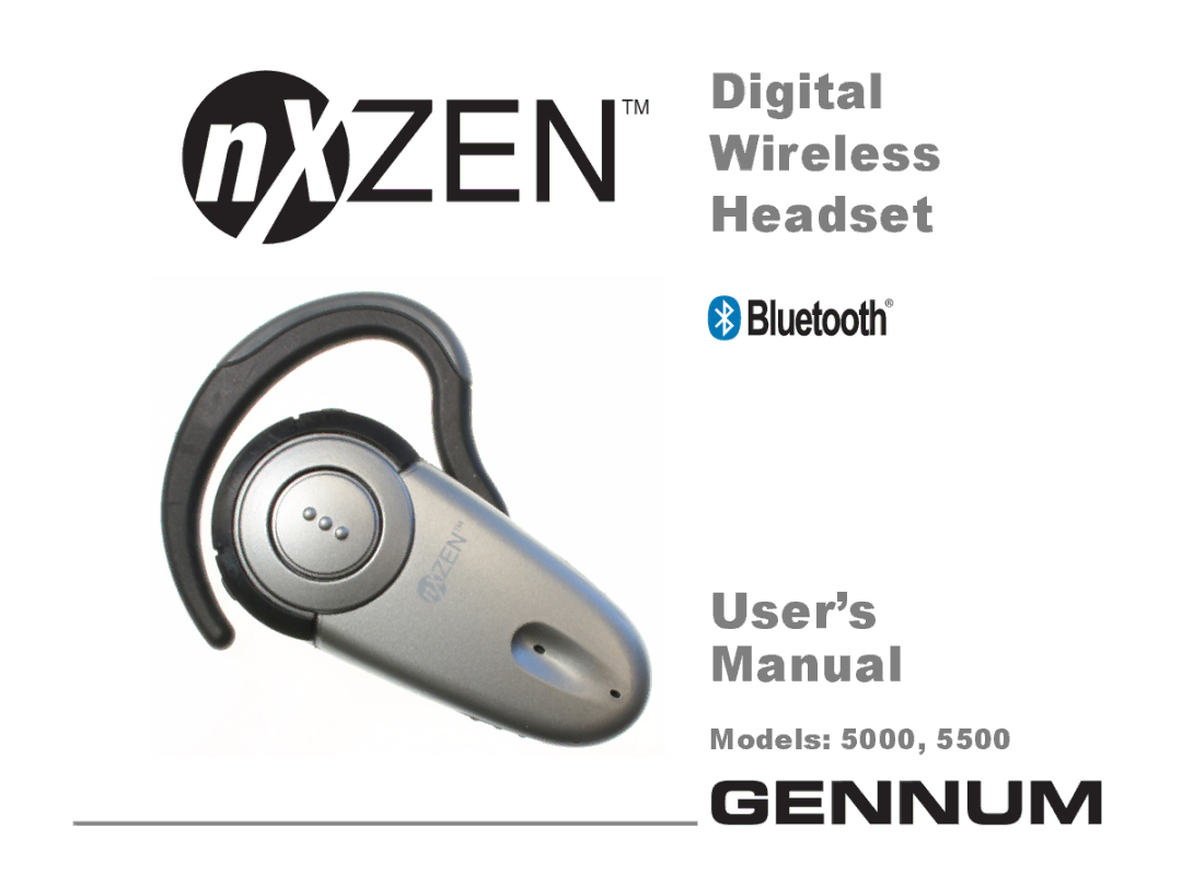 GENNUM 5000 user manual TM Digital Wireless Headset User’s Manual 