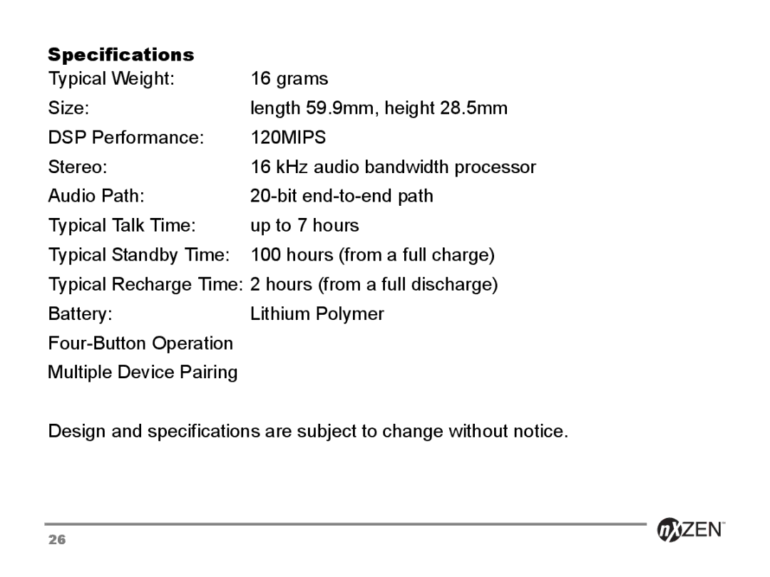 GENNUM 5000 user manual Specifications, 120MIPS 