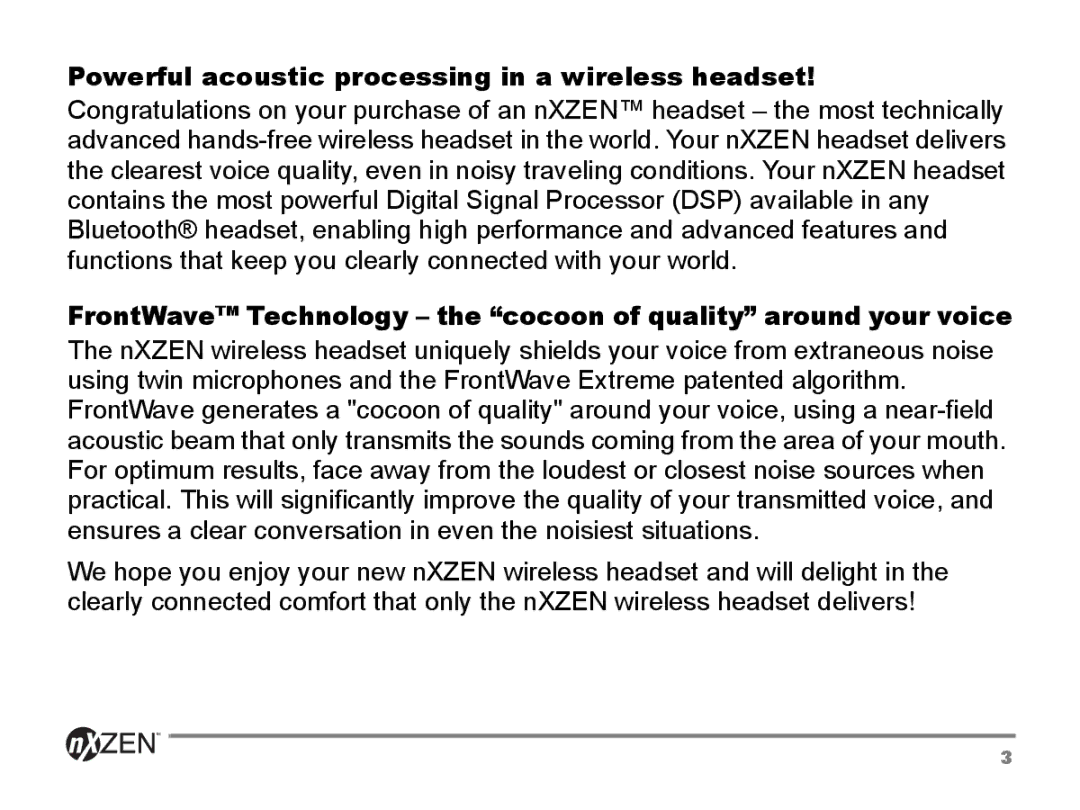 GENNUM 5000 user manual Powerful acoustic processing in a wireless headset 