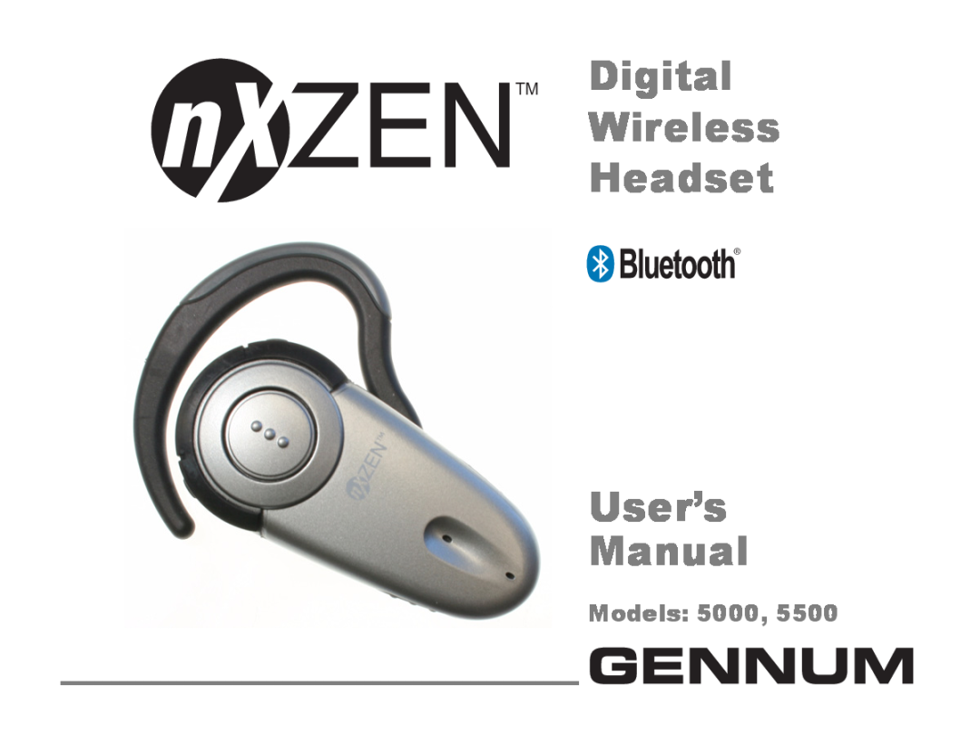 GENNUM 5000 user manual TM Digital Wireless Headset, Models 