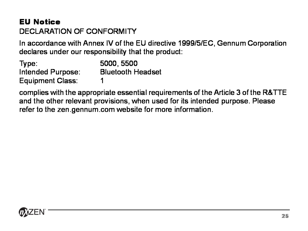 GENNUM 5000 user manual EU Notice 