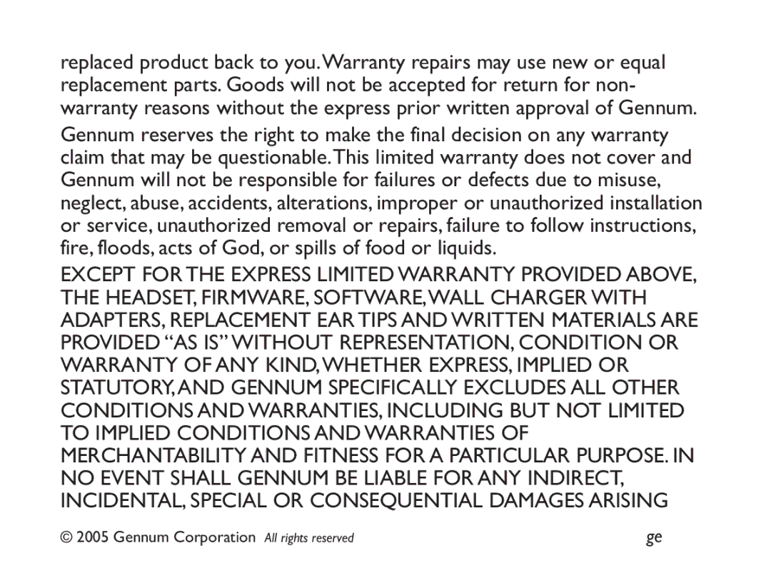 GENNUM DIGITAL WIRELESS HEADSET user manual Gennum Corporation All rights reserved 