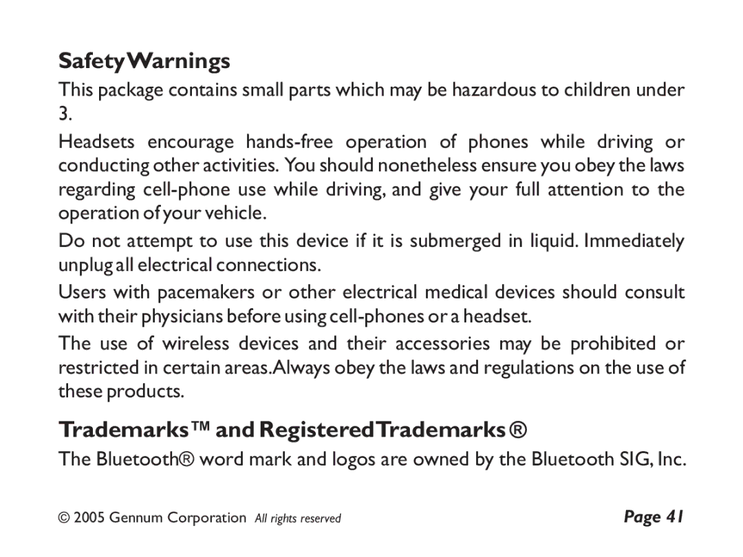 GENNUM Z-280 user manual SafetyWarnings, Trademarks and RegisteredTrademarks 