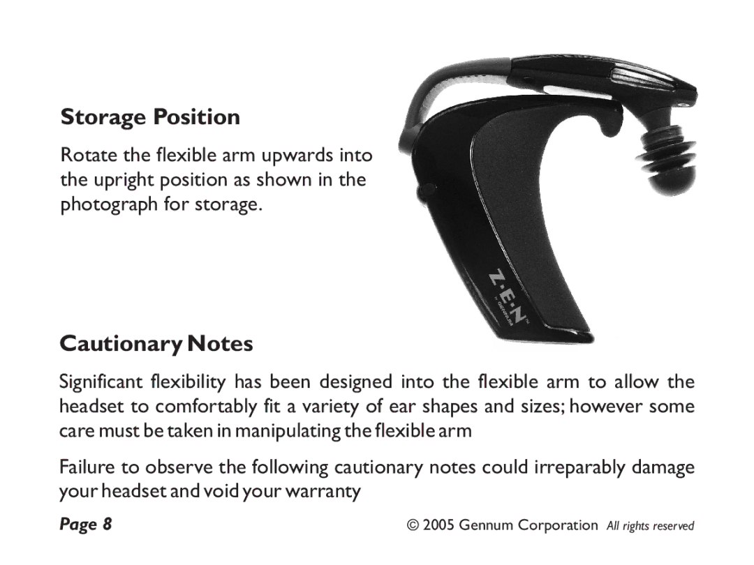 GENNUM Z-280 user manual Storage Position 