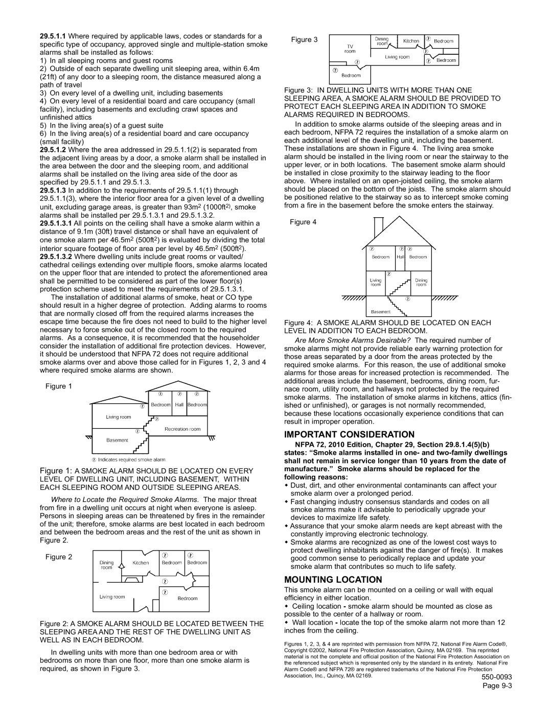 Gentek 9123, 9223, 9220, 9120 installation instructions Important Consideration, Mounting Location 