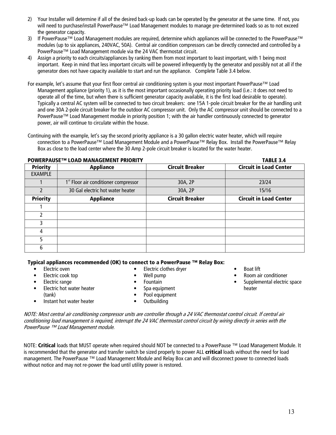 GenTran ATS1001R, ATS2002R, ATS2001R, ATS2001D, ATS1001D manual Powerpause Load Management Priority 