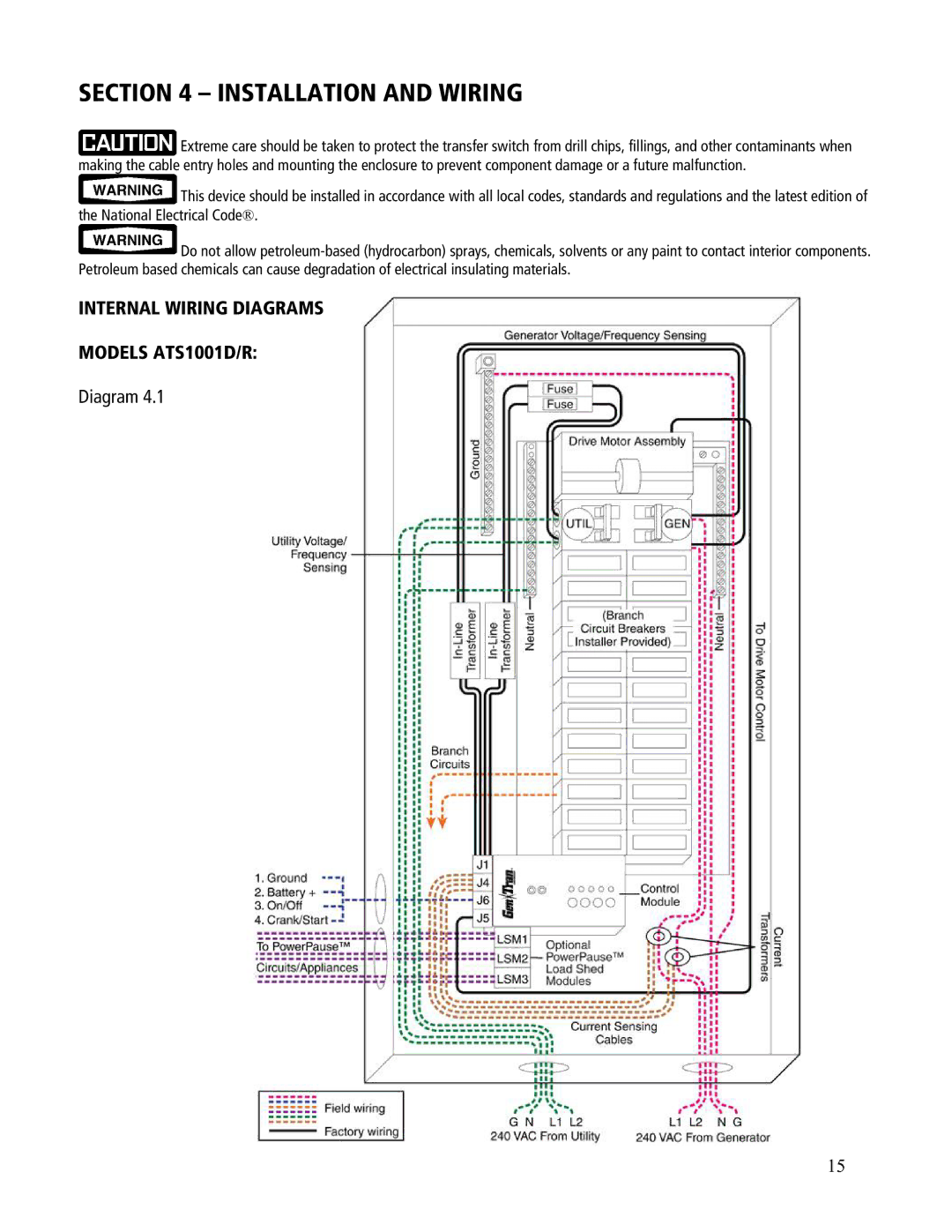 GenTran ATS2002R, ATS2001R, ATS2001D, ATS1001R, ATS1001D manual Installation and Wiring 