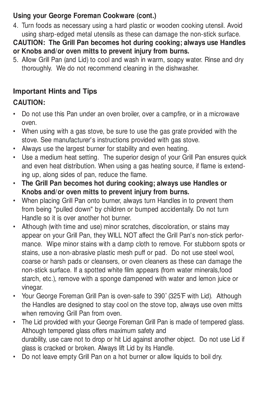 George Foreman GPA12RLP, GPA12SLP manual Important Hints and Tips 