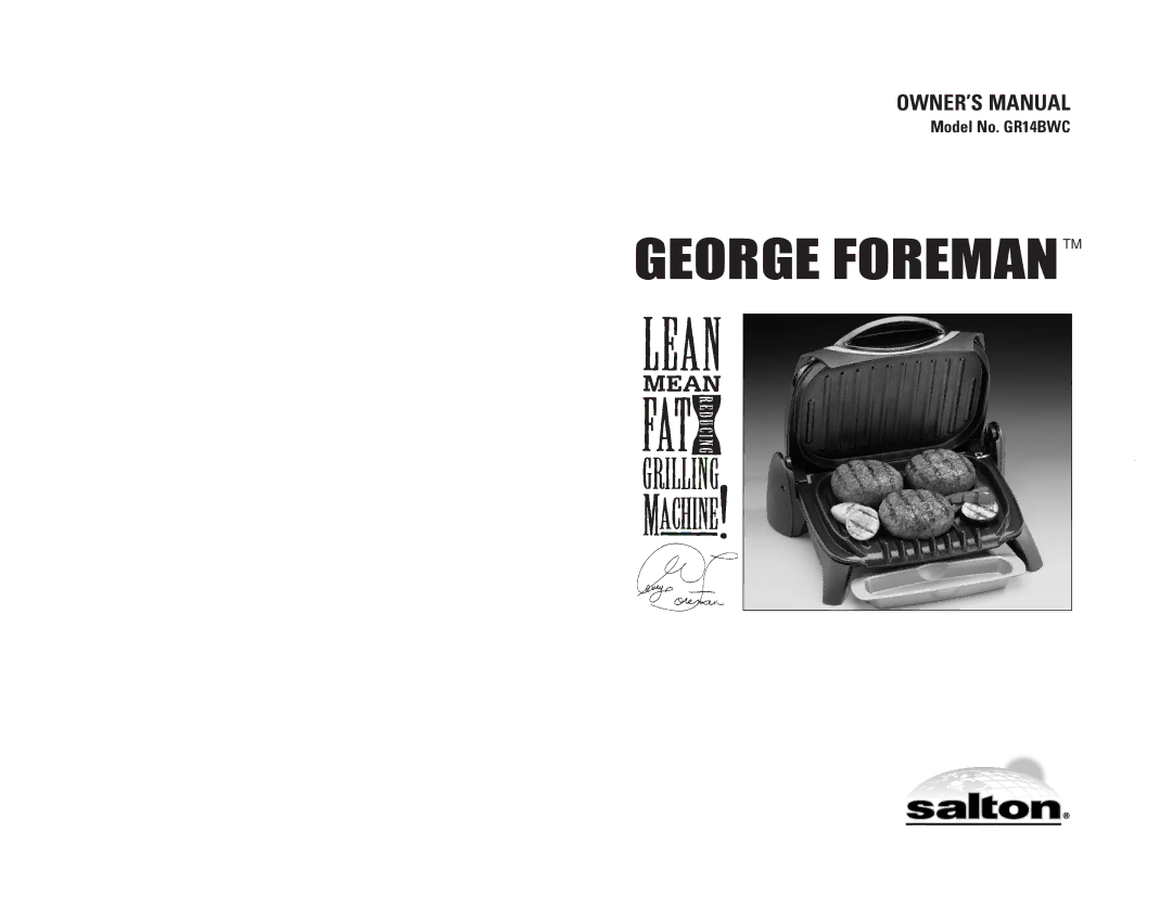 George Foreman GR14BWC owner manual George Foremantm 