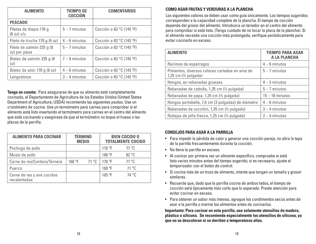 George Foreman GR26P, GR26B manual Como Asar Frutas Y Verduras a LA Plancha, Consejos Para Asar a LA Parrilla 