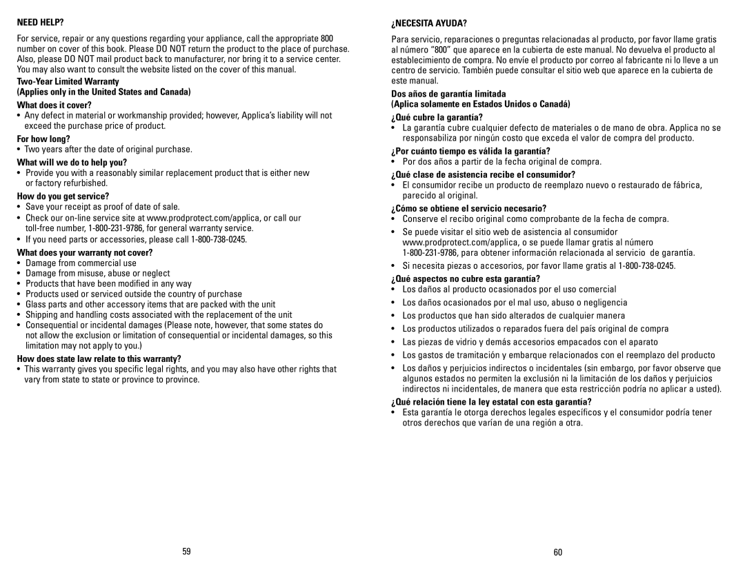 George Foreman GRP106BPP, GRP106BPG, GRP106BPBCAN, GRP106BPR manual Need HELP?, ¿Necesita Ayuda? 