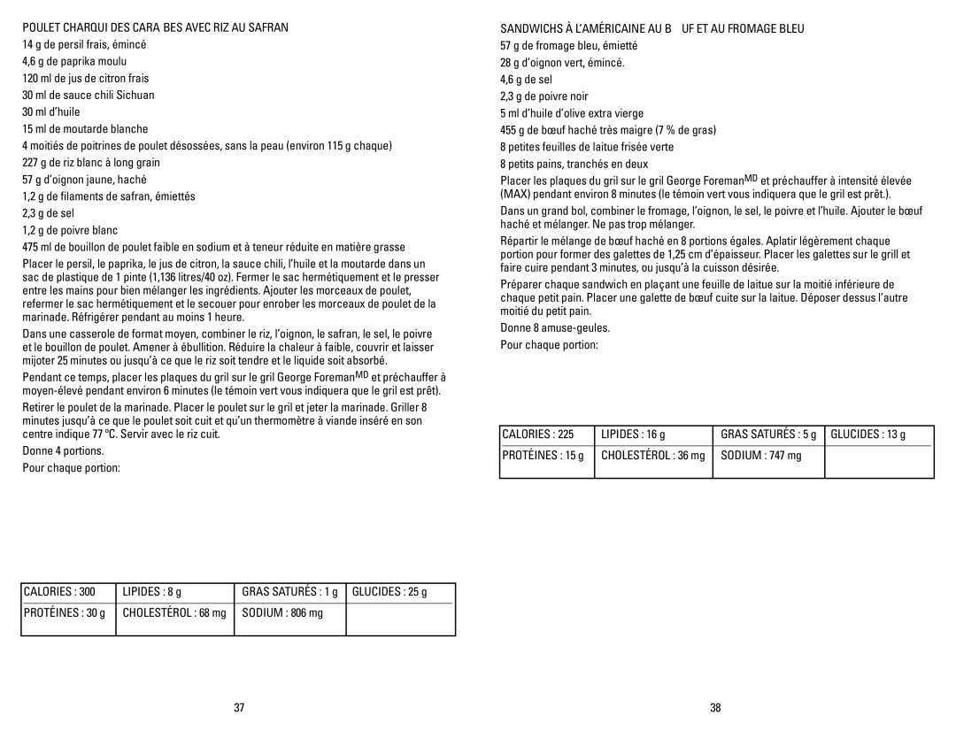 George Foreman GRP106QPGRCAN, GRP106QPGPCAN manual Poulet charqui des Caraïbes avec riz au safran 