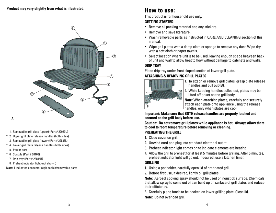 George Foreman GRP3 manual How to use 