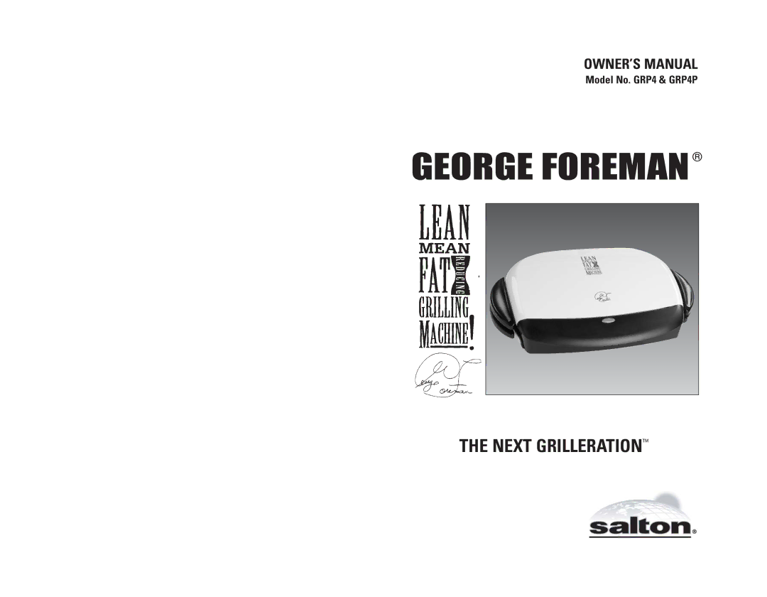 George Foreman GRP4P owner manual George Foreman 