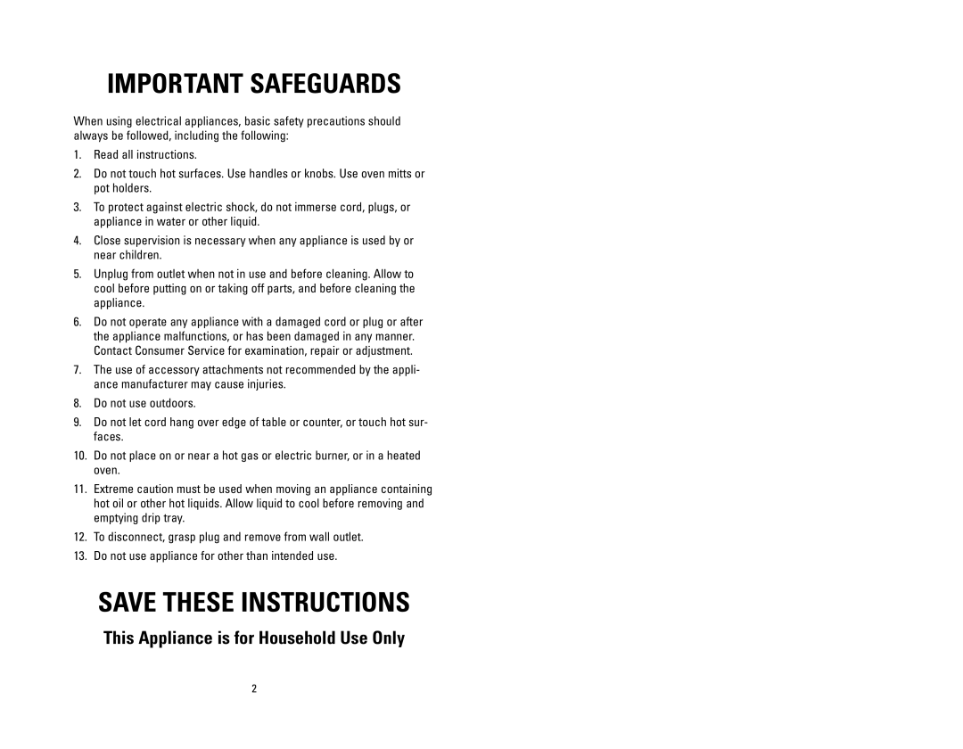 George Foreman GRP4P owner manual Important Safeguards 