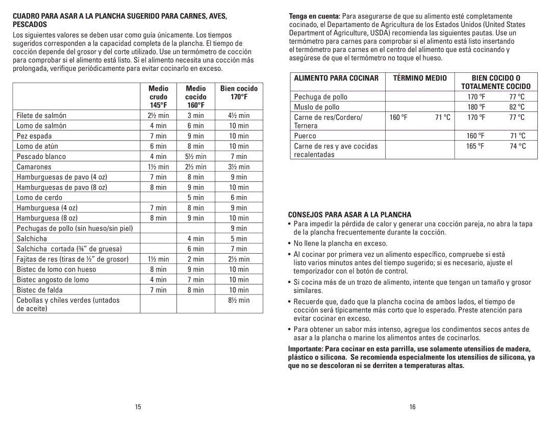 George Foreman GRP46R, GRP46P manual Medio, Bien Cocido O, Consejos Para Asar a LA Plancha 