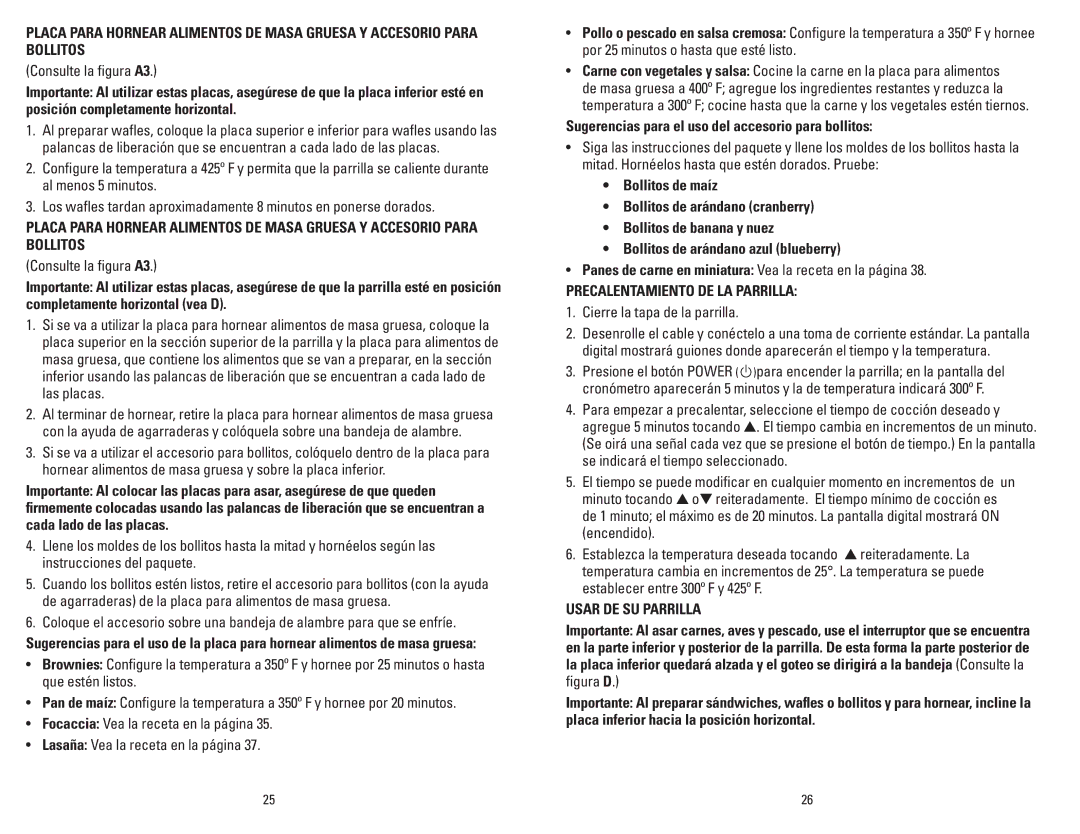 George Foreman GRP6E, GRP4EW, GRP5E, GRP4EMB manual Sugerencias para el uso del accesorio para bollitos, Usar DE SU Parrilla 