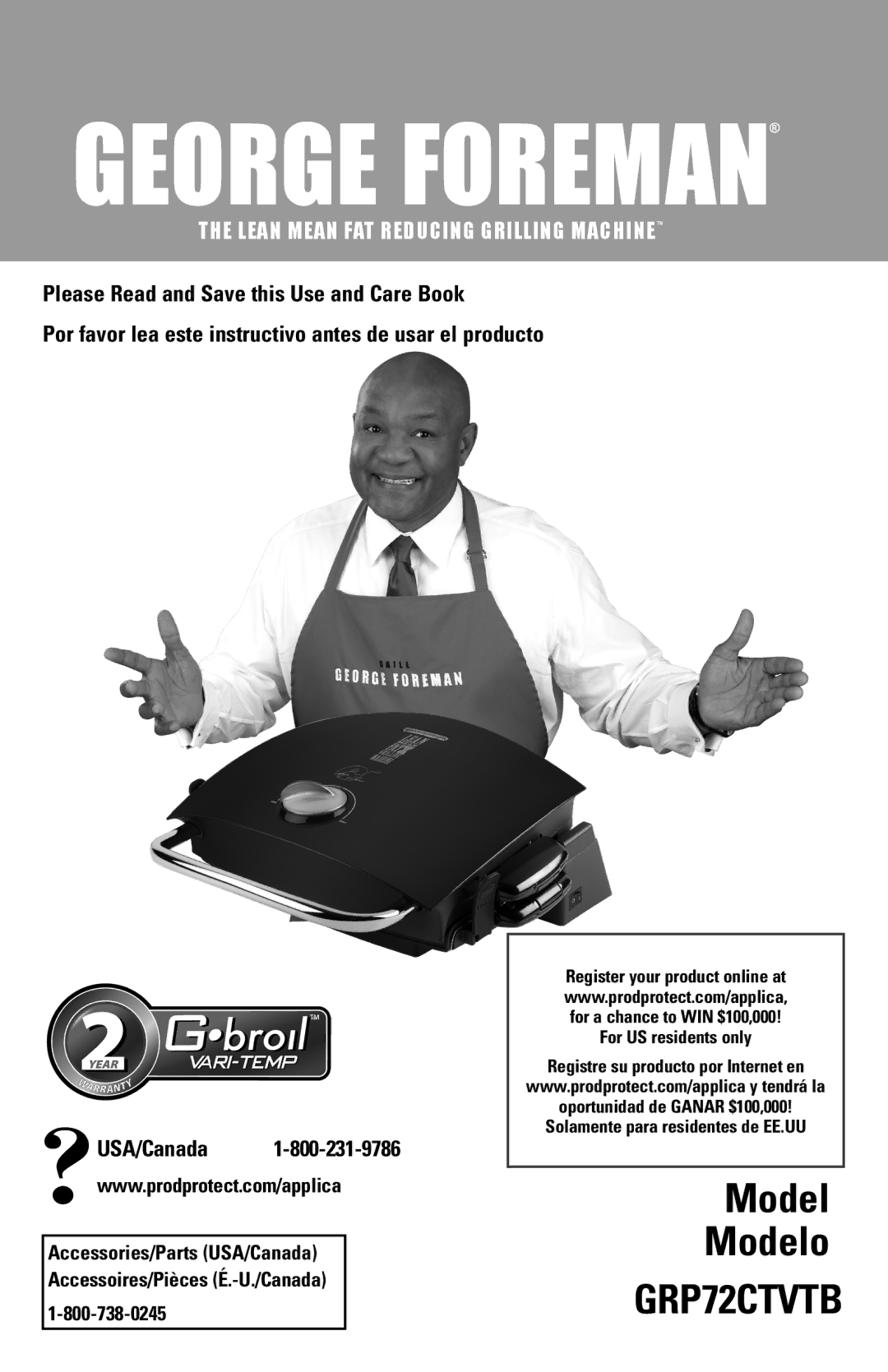 George Foreman GRP72CTVTB manual 