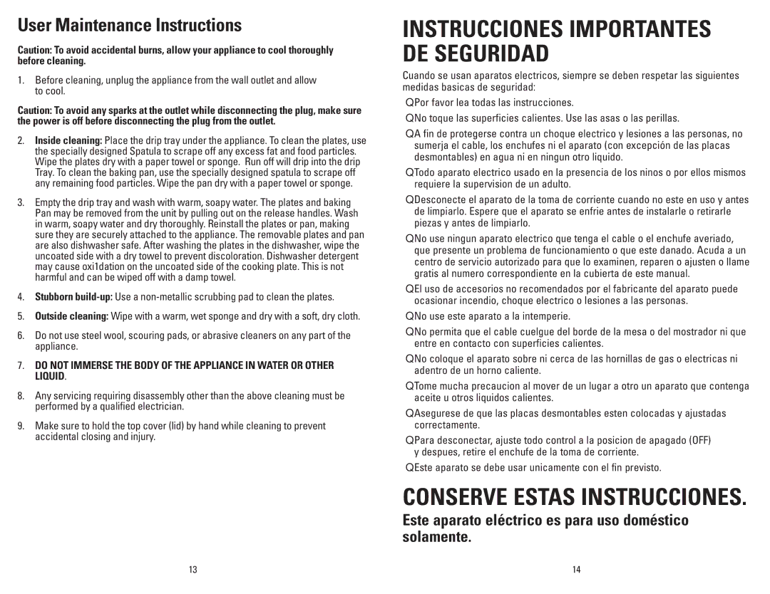 George Foreman GRP94WB, GRP90WGBQ, GRP93GQ, GRP94WR, GRP90WGW, GRP90WGRQ manual Instrucciones Importantes DE Seguridad 