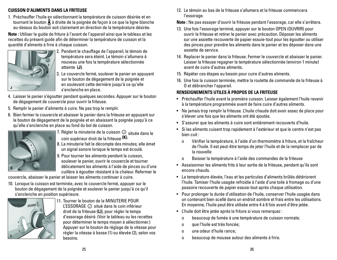 George Foreman GSF026BC manual Cuisson D’Aliments Dans La Friteuse, Renseignements Utiles À Propos De La Friteuse 