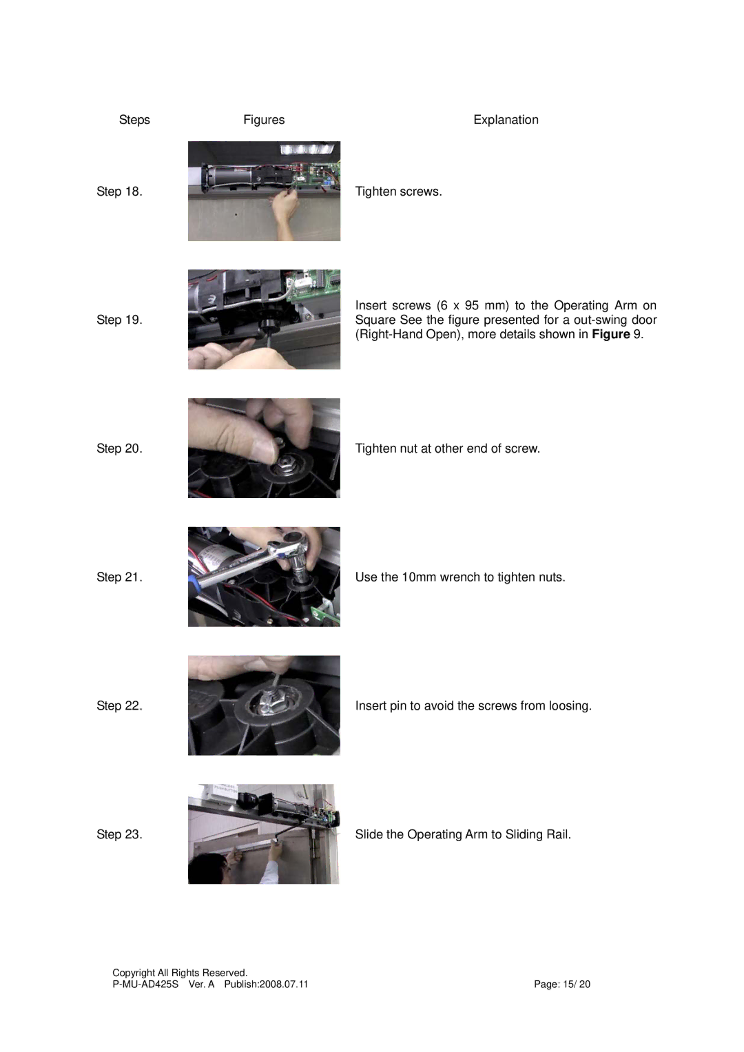 Gianni Industries AD-425S instruction manual Steps 