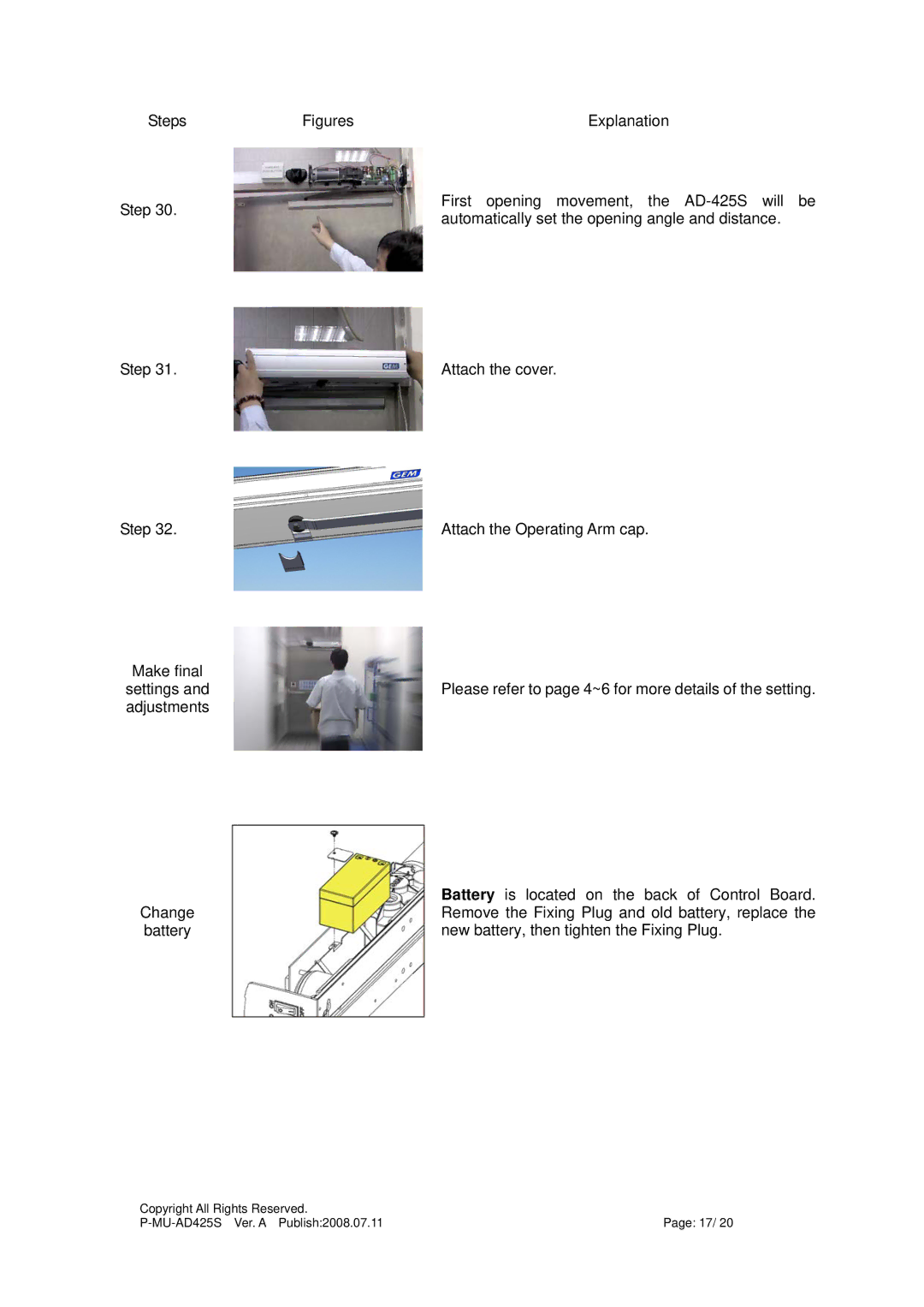 Gianni Industries AD-425S instruction manual Steps 