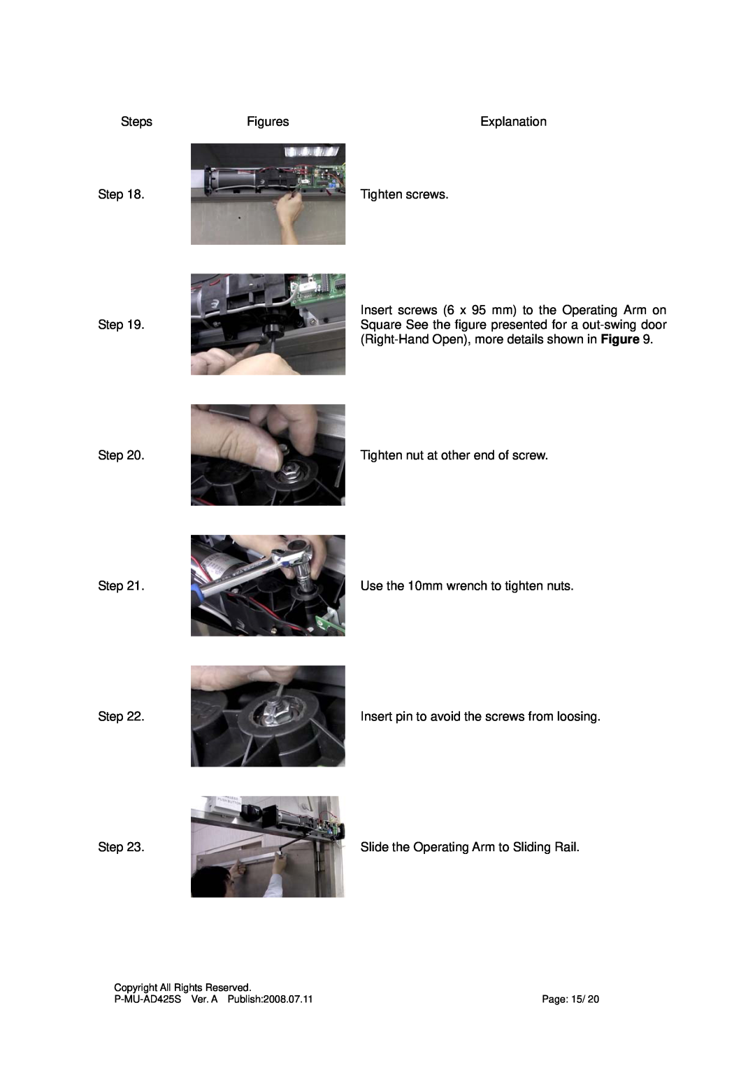 Gianni Industries AD-425S instruction manual Steps 