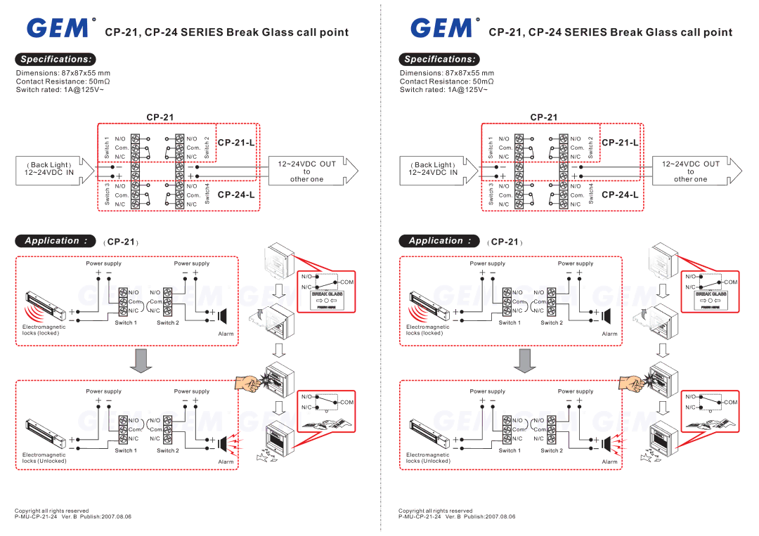 Gianni Industries CP-24-L, CP-21 Series, CP-24 Series dimensions Application CP-21, CP-21-L 