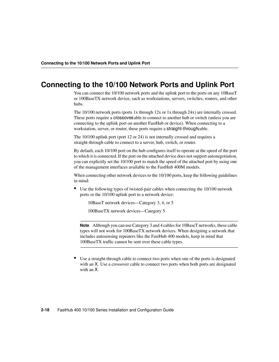 Giant 1-Feb manual Connecting to the 10/100 Network Ports and Uplink Port 