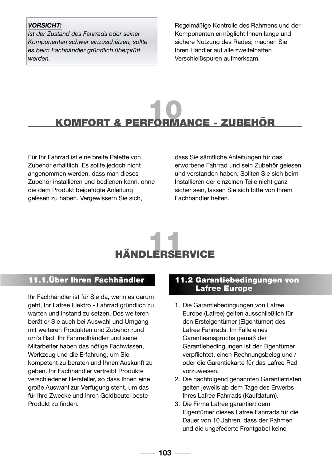 Giant 2002 Motorized Bicycle owner manual Komfort & Performance Zubehör, Händlerservice, 11.1.Über Ihren Fachhändler, 103 