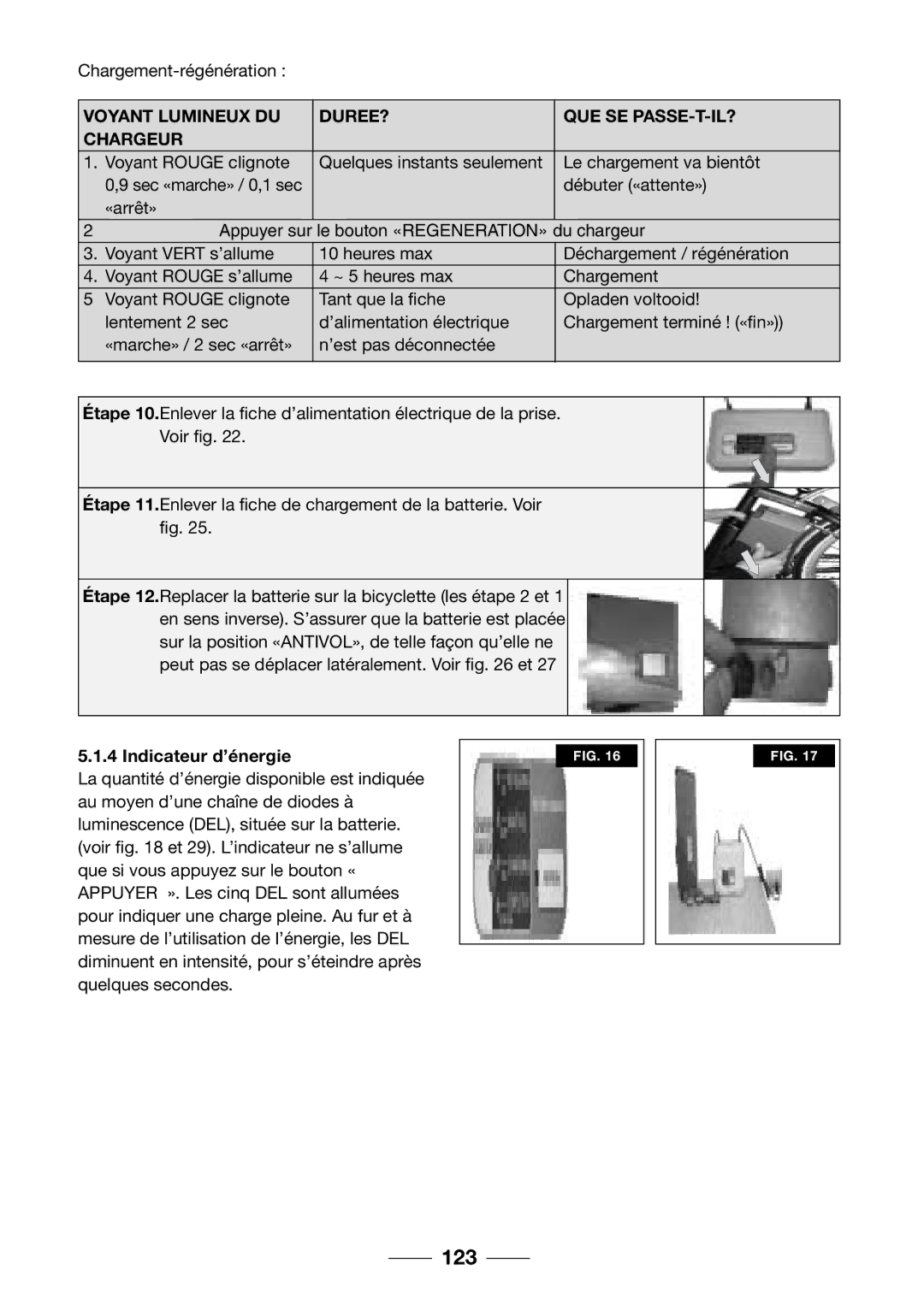 Giant 2002 Motorized Bicycle owner manual 123, Indicateur d’énergie 