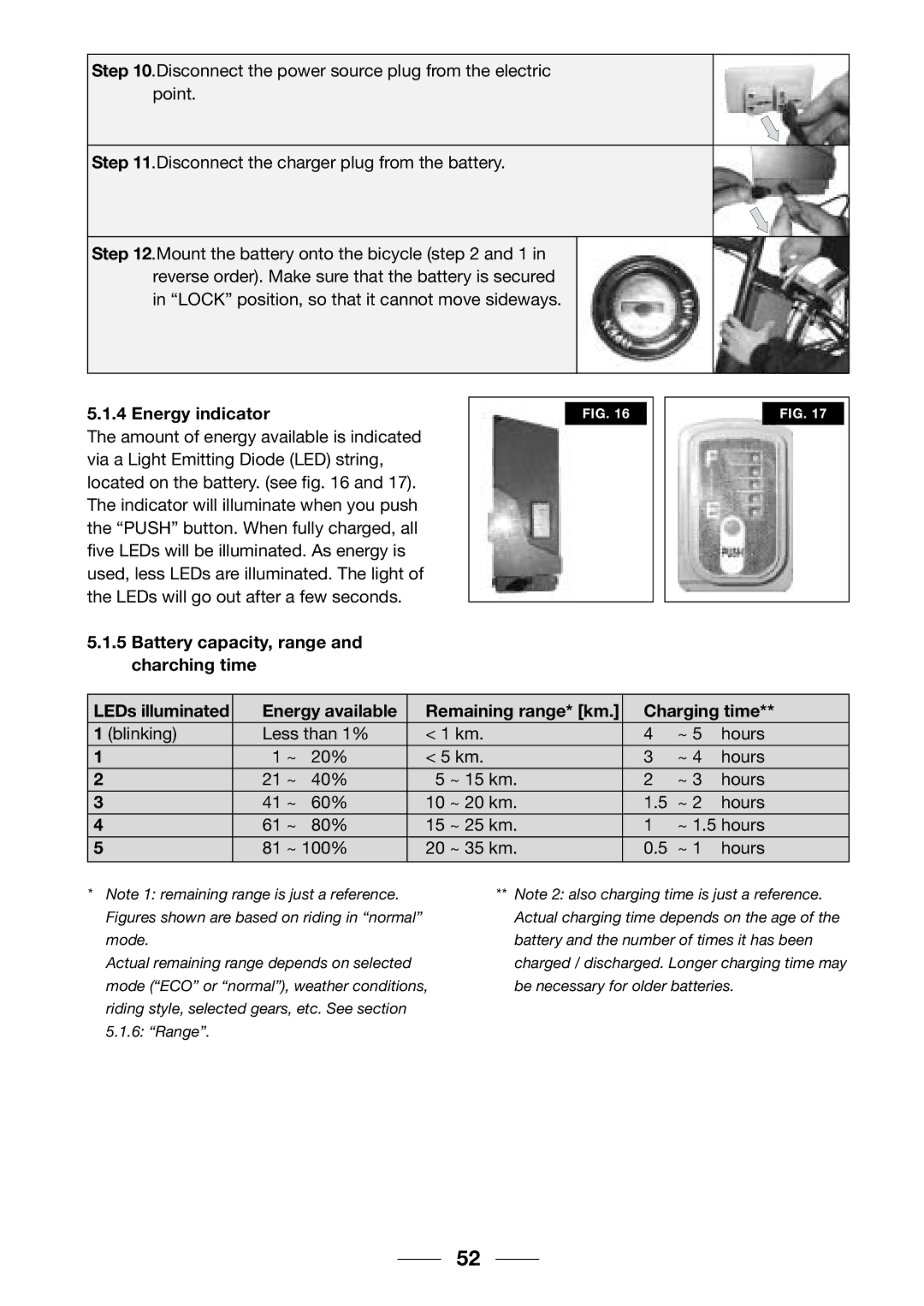 Giant 2002 Motorized Bicycle owner manual Energy indicator 